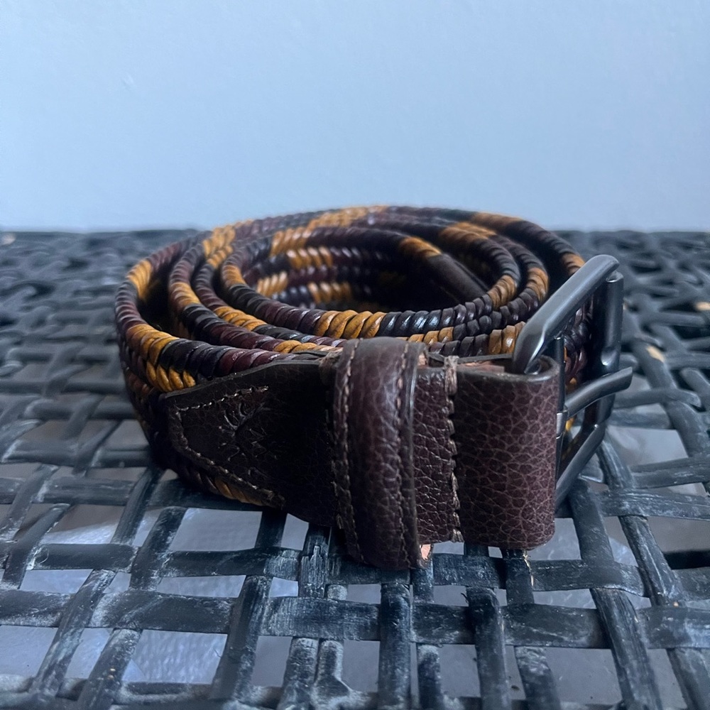 Men’s Designer Belt Marked Made In Italy Solid Brass Buckle Size 35 Browns Black